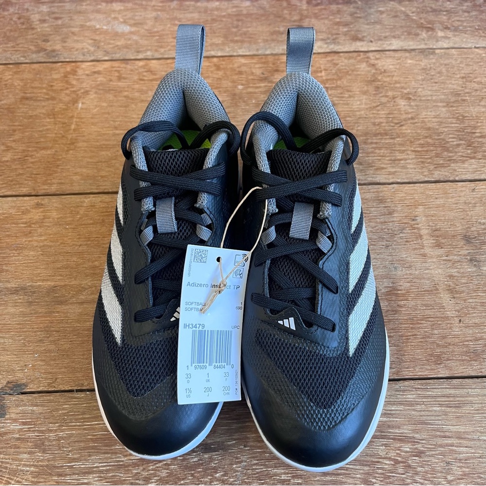 Adidas Kids Black and Gray Baseball Cleats